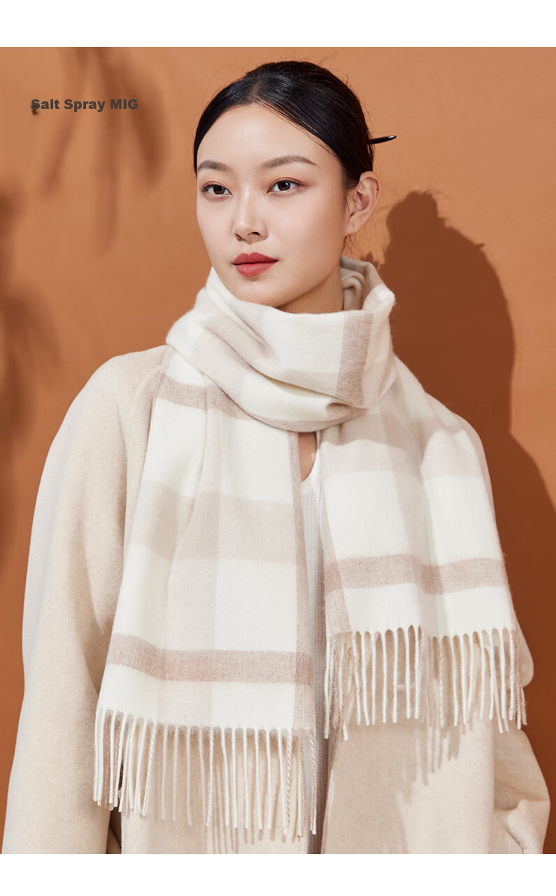 Hodo 100% Pure Wool Women's Plaid Scarf Warm Cold-Resistant Neck Warmer Gift Box for Girls New Year Birthday Present 9