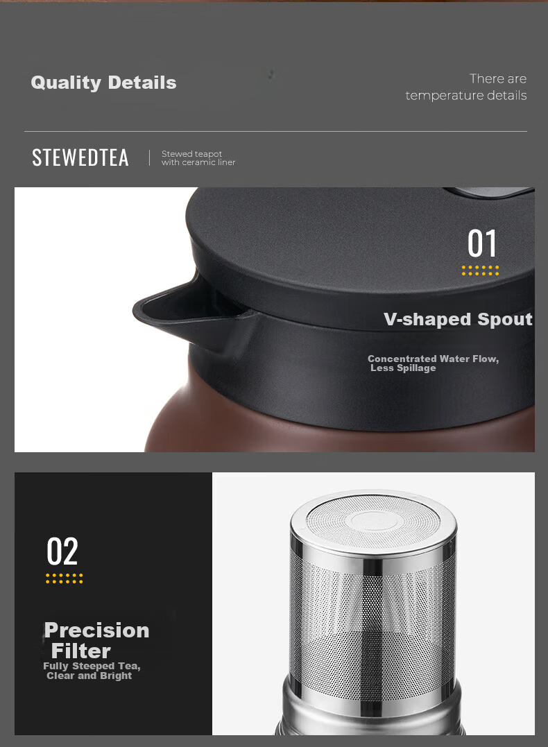 TIANXI Stainless Steel Large Capacity Insulated Tea Brewing Pot with Filter for White Tea and Steeping 19