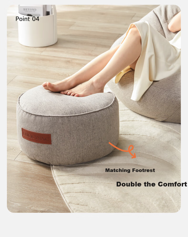 LUCKYSAC Lazy Sofa Bean Bag EPP Single Fabric Living Room Bedroom Balcony Small Sofa Premium Set Warm Gray 14