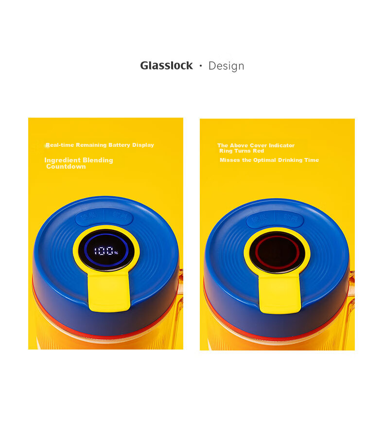 GLASSLOCK GAILANG & WiggleWiggle Collaboration Juicer Cup Ice Tumbler Car Portable Juicer Glass Juice Cup 12-Blade 304 Stainless Steel Ice Crusher 10