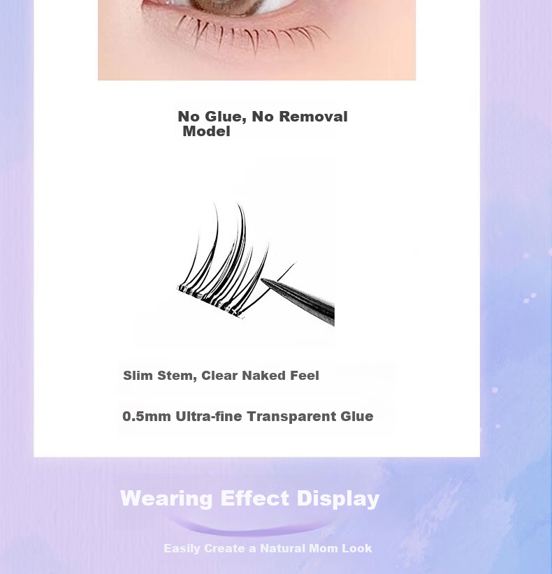 NHGAD Self-Adhesive False Eyelashes Camellia Natural Puffy Eye Bubble No Glue No Removal Beginner Friendly 5
