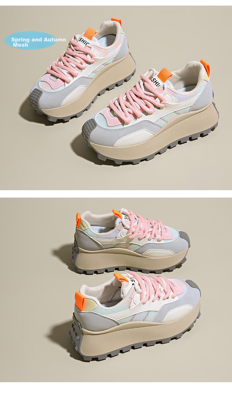 CARTELO Women's Casual Shoes Spring Colorblock Thick Sole Lightweight Sports Sneakers 1689 Gray Size 40 14