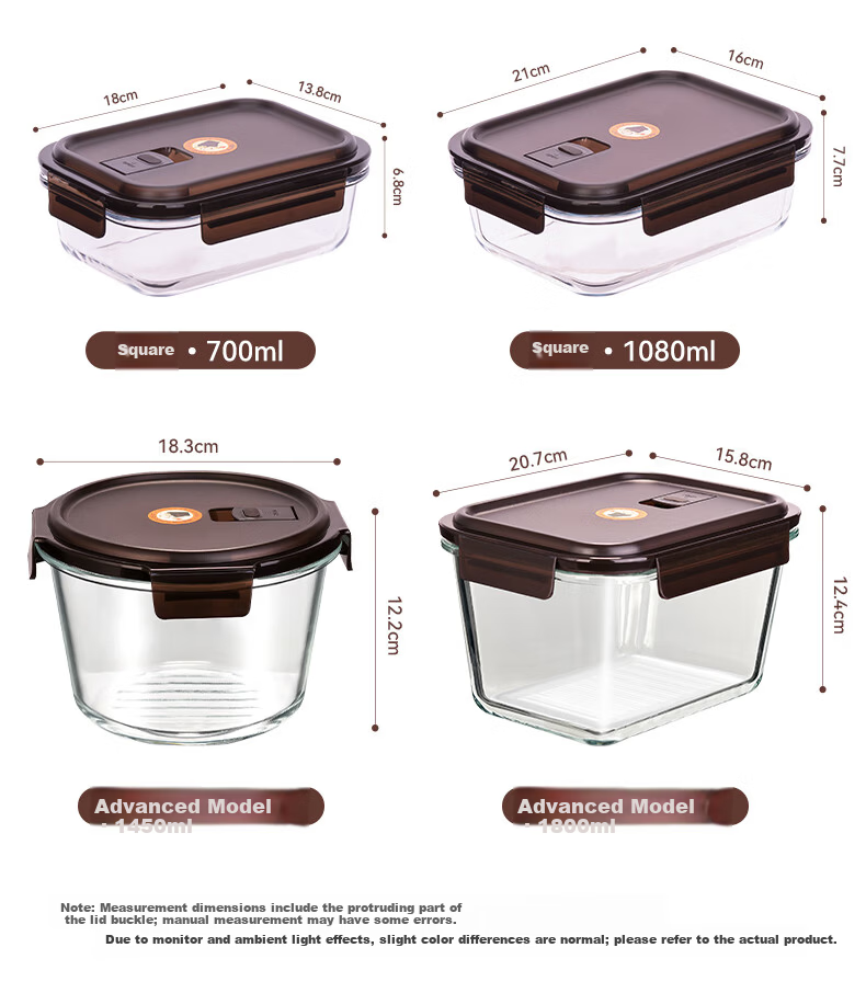 Anmai Boge High Borosilicate Heat-Resistant Glass Rectangular Food Storage Container 700ml Refrigerator Storage Box Microwave Lunch Box S0336 5