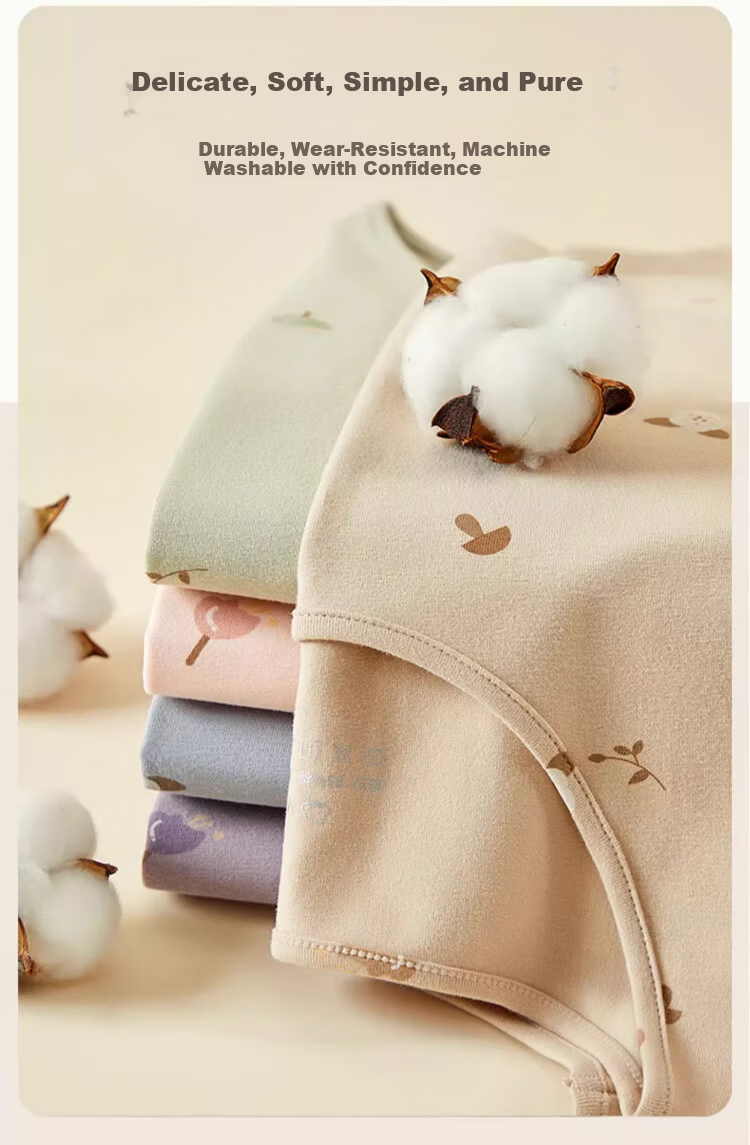 Caiyue Youth Cotton Printed Thermal Underwear Set for Girls and Teens Autumn Winter Cotton Base Layer Pajamas 3