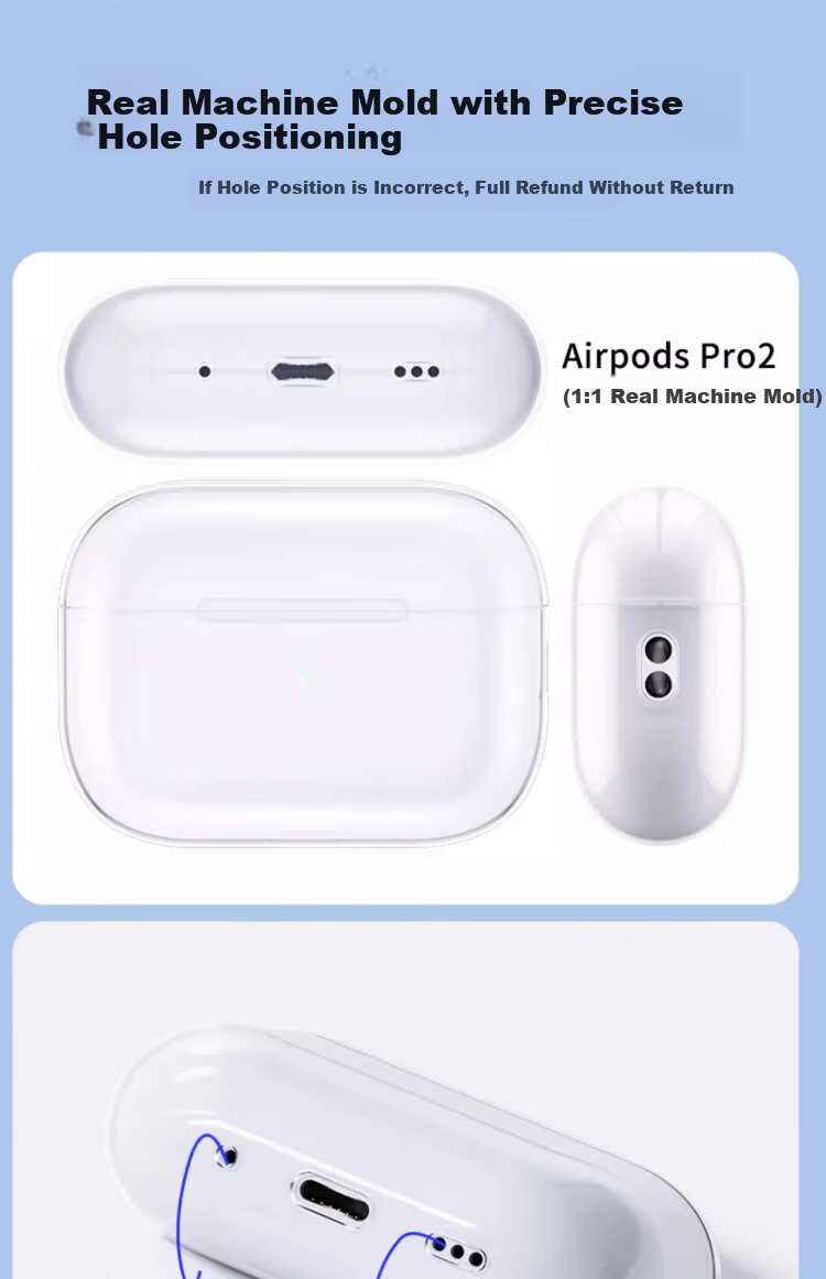 HotFire AirPods Pro 3rd Generation Protective Case Silicone Transparent Full-Cover Shockproof Dustproof Soft Cover for Apple Bluetooth Earphones 1