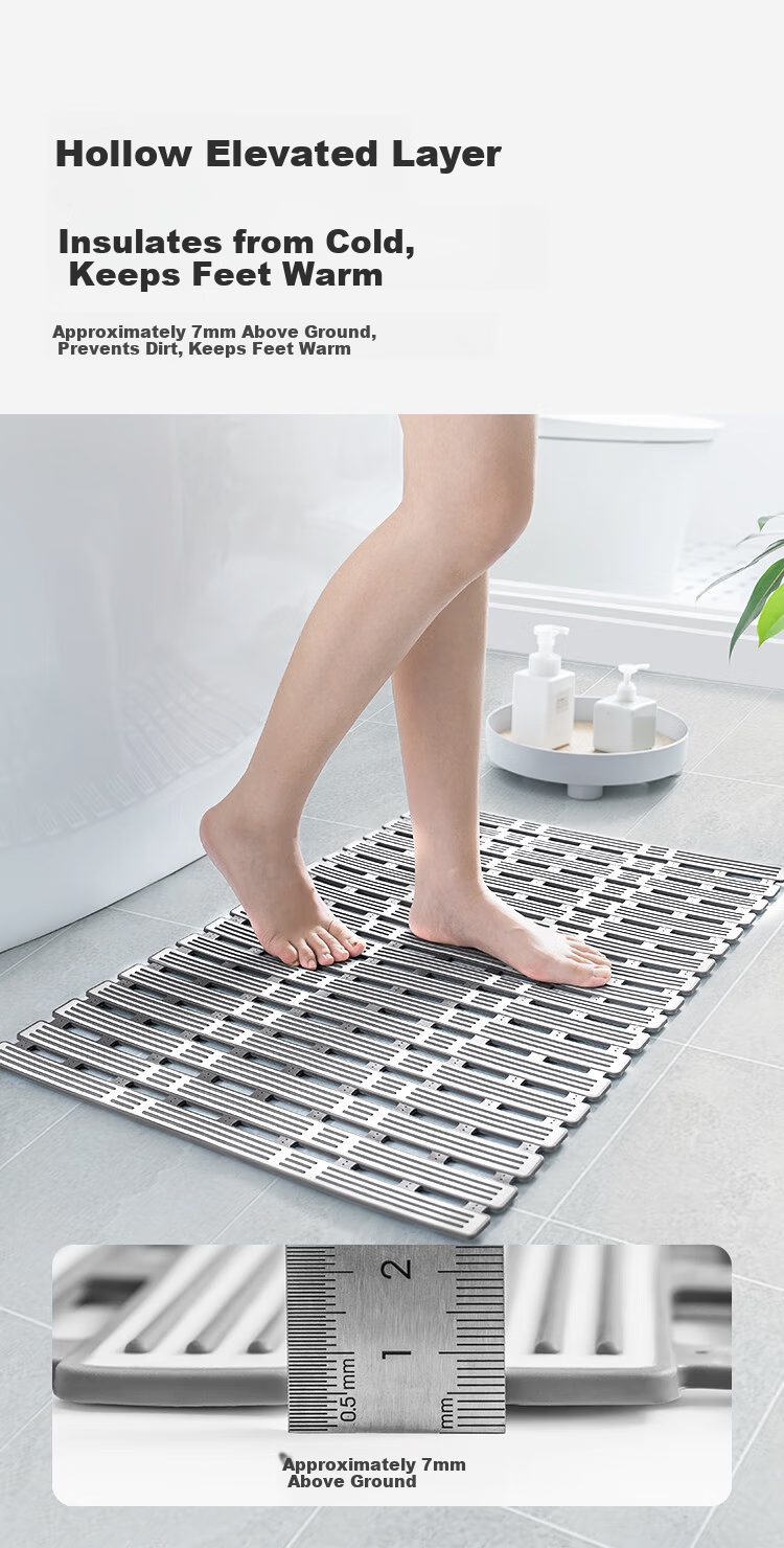 JD Jingzao TPE Water-Repellent Bathroom Mat Non-Slip Shower Mat Anti-Slip Bath Mat for Toilet 50x80cm 8