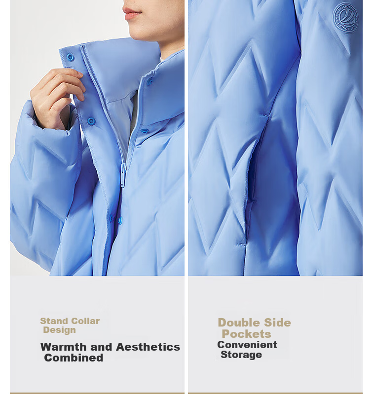 BOSIDENG Women's Spring and Autumn 90% Down Lightweight Stand Collar Slim Fit Short Casual Versatile Jacket 14