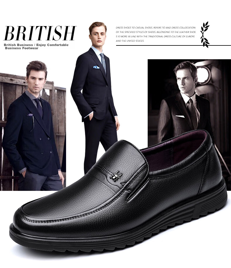 SPIDER KING Men's Leather Shoes, Summer Slip-On Business Casual Leather Shoes, Genuine Leather Middle-Aged And Elderly Dad Shoes, 48475 Black, Size 38 1