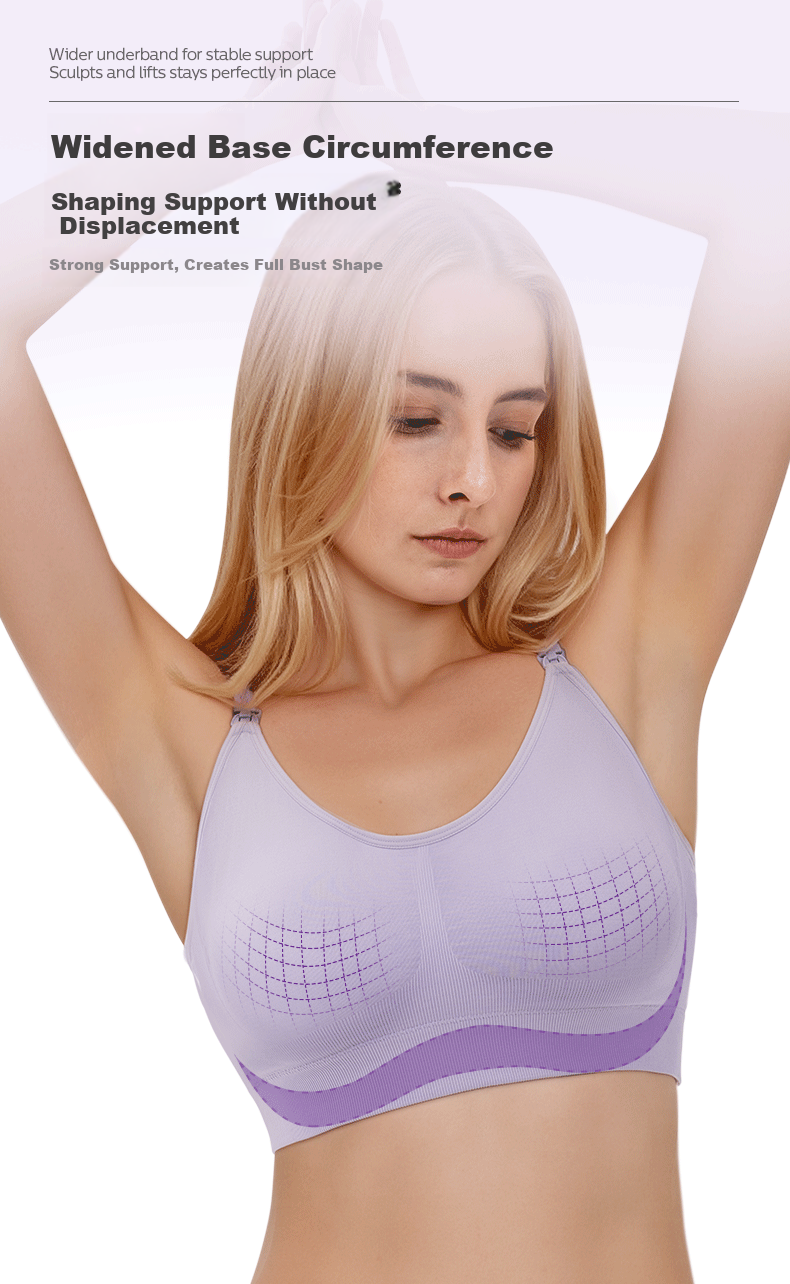 AVENT One-Piece Nursing Bra Anti-Sagging Push-Up Maternity Seamless Breastfeeding Underwear Light Skin Yellow Size L 10