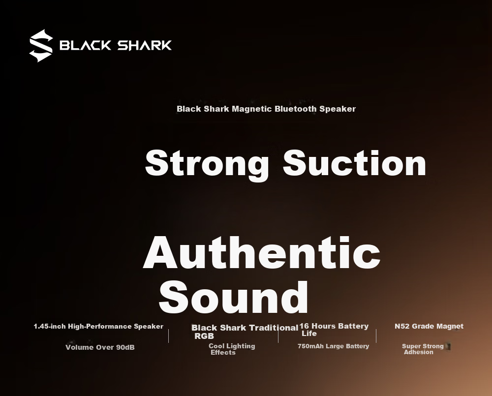 Black Shark Portable Bluetooth Speaker Magnetic Wireless Desktop Outdoor Sports Waterproof Mini Speaker with Phone Stand Compatible with iPhone 17 1