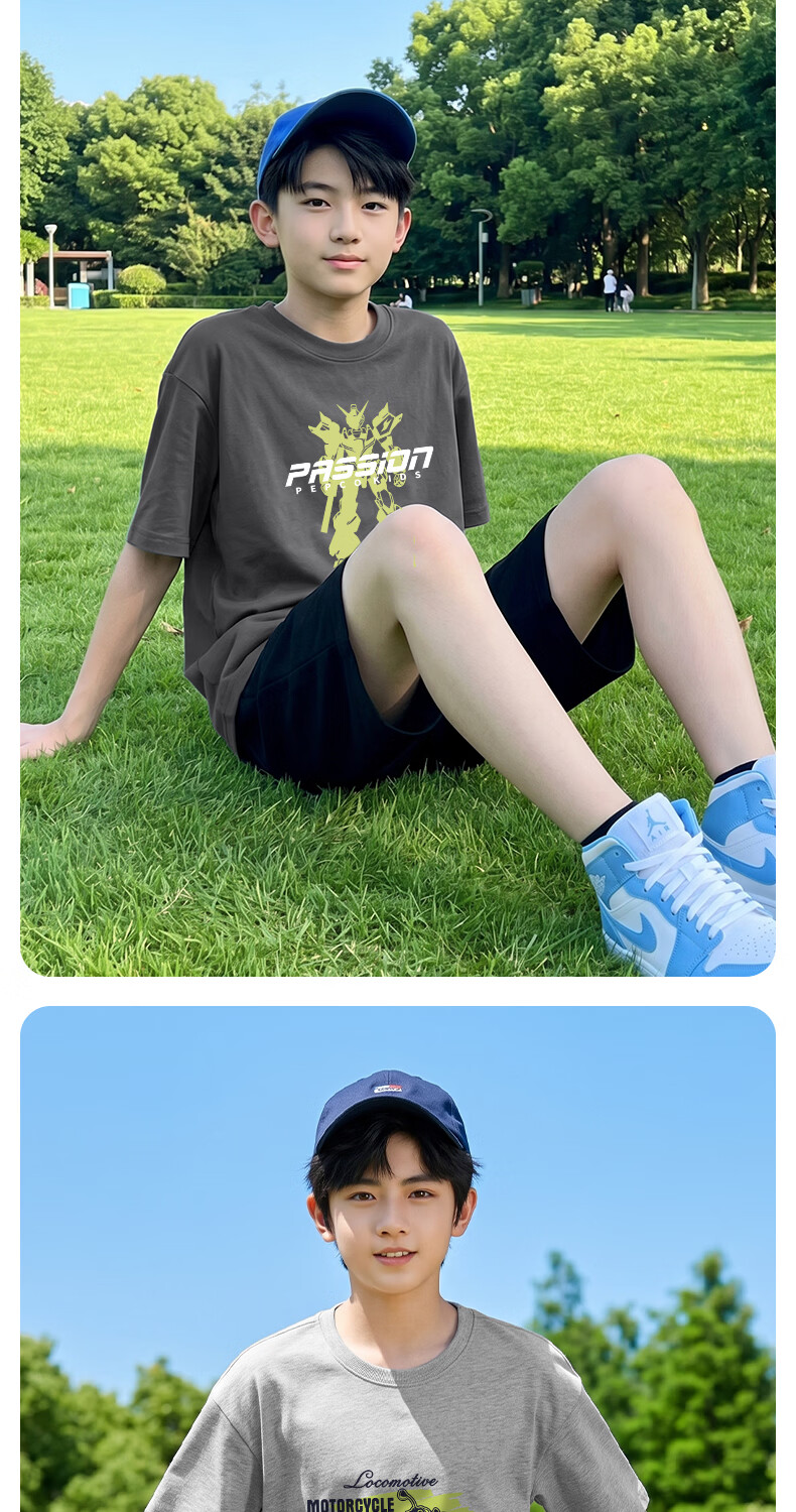 Piggy Banner Boys Summer Set Pure Cotton Short Sleeve and Shorts 2-Piece 2026 New Kids Sports Casual Wear 12
