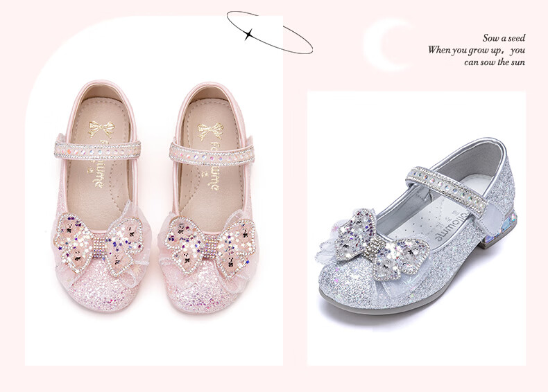 Fulomi Girls Princess Shoes Spring Autumn Children's Sequin Crystal Flats Performance Dress Shoes Light Gold Size 32 13