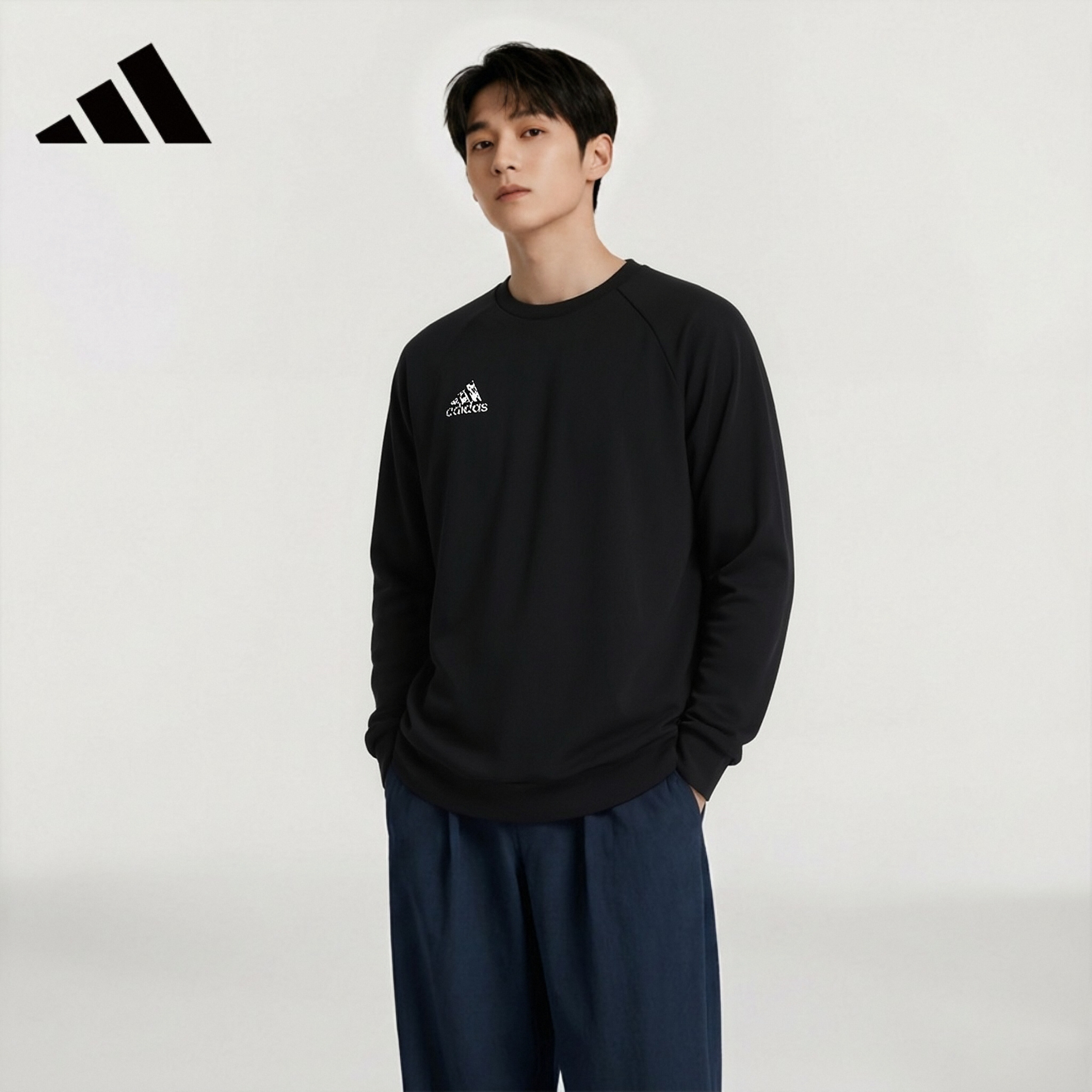 Adidas Men's Spring Pullover Hoodie Warm Casual Sportswear ADILS22C-BW Black S
