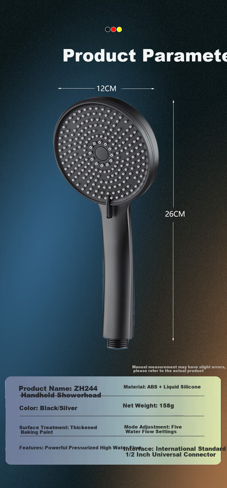HOMK German Shower Head Bathroom Shower Head High Pressure Single Head Shower Sprayer 16