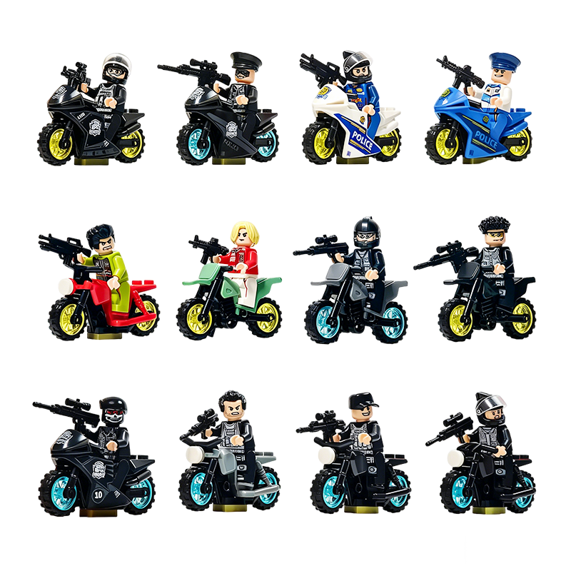 BailiShuang Special Police Series Building Block Motorcycle Small Particle Blocks Children's Educational Puzzle Toy Kids Birthday Gift