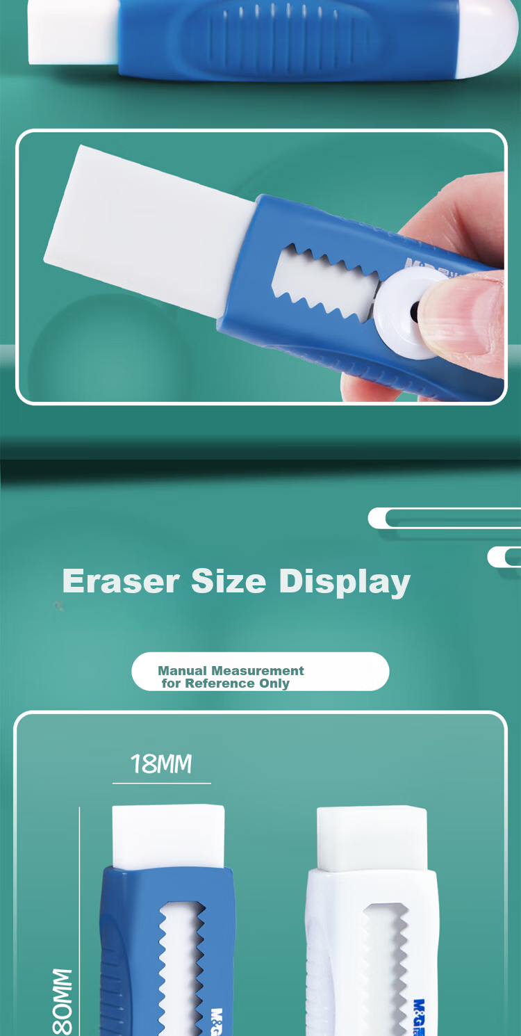 M&G Push-Pull Eraser No Residue Clean Press High Elasticity Refillable Core 3 Push-Pull Erasers + 5 Eraser Blocks AXPQ4201 4