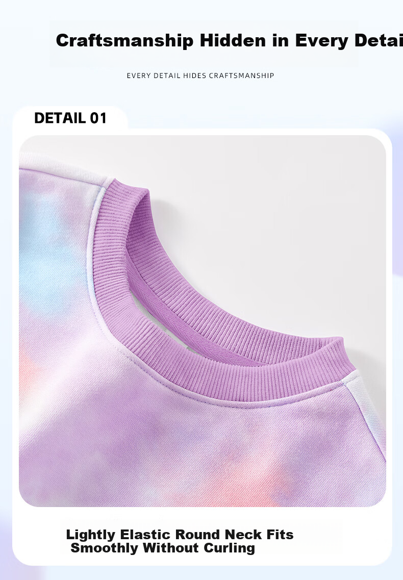 TonLion Girls Tie-Dye Sweatshirt Spring and Autumn Thin Printed Crewneck Sweatshirt for Older Kids New Pink Purple 160 15