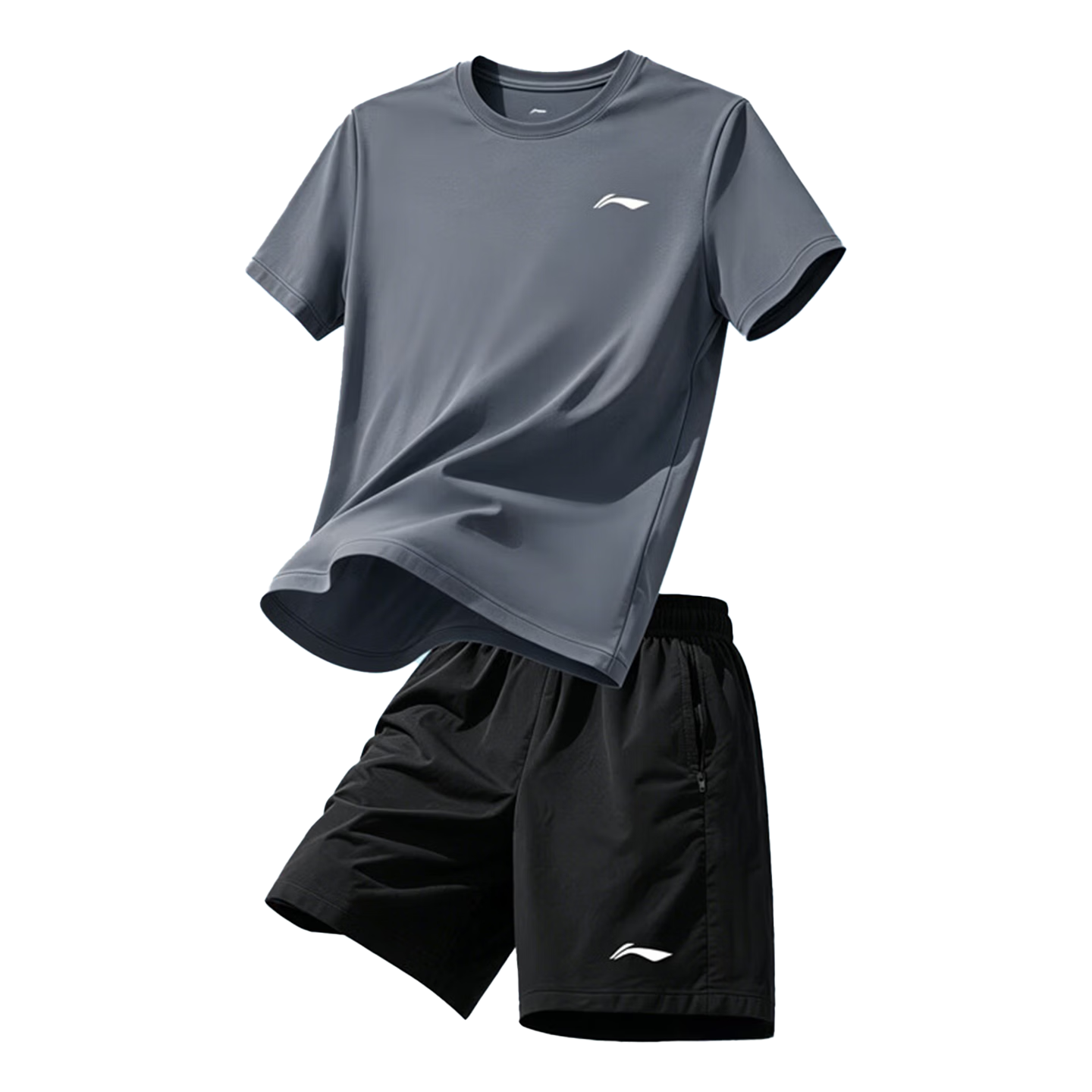 LI-NING Men's Sports Set 2026 Summer New Ice Silk Quick-Dry Short Sleeve and Shorts Running Fitness Outfit