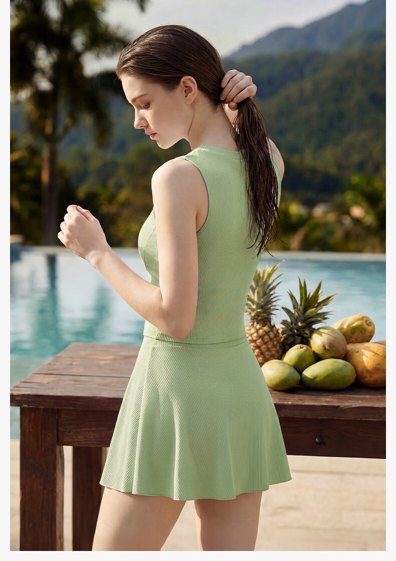 JEEP Women's Two-Piece Slimming Skirt Style Swimwear Hot Spring Suit Light Summer Green XL 2026 New Vacation Set 9