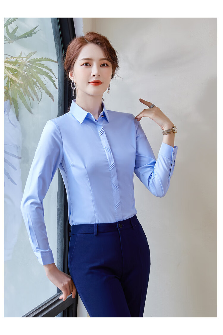 Chaoxu Women's Long Sleeve White Shirt Bamboo Fiber Stretch Slim Fit Breathable Luxury High-End Commuter Versatile Professional Blouse 16