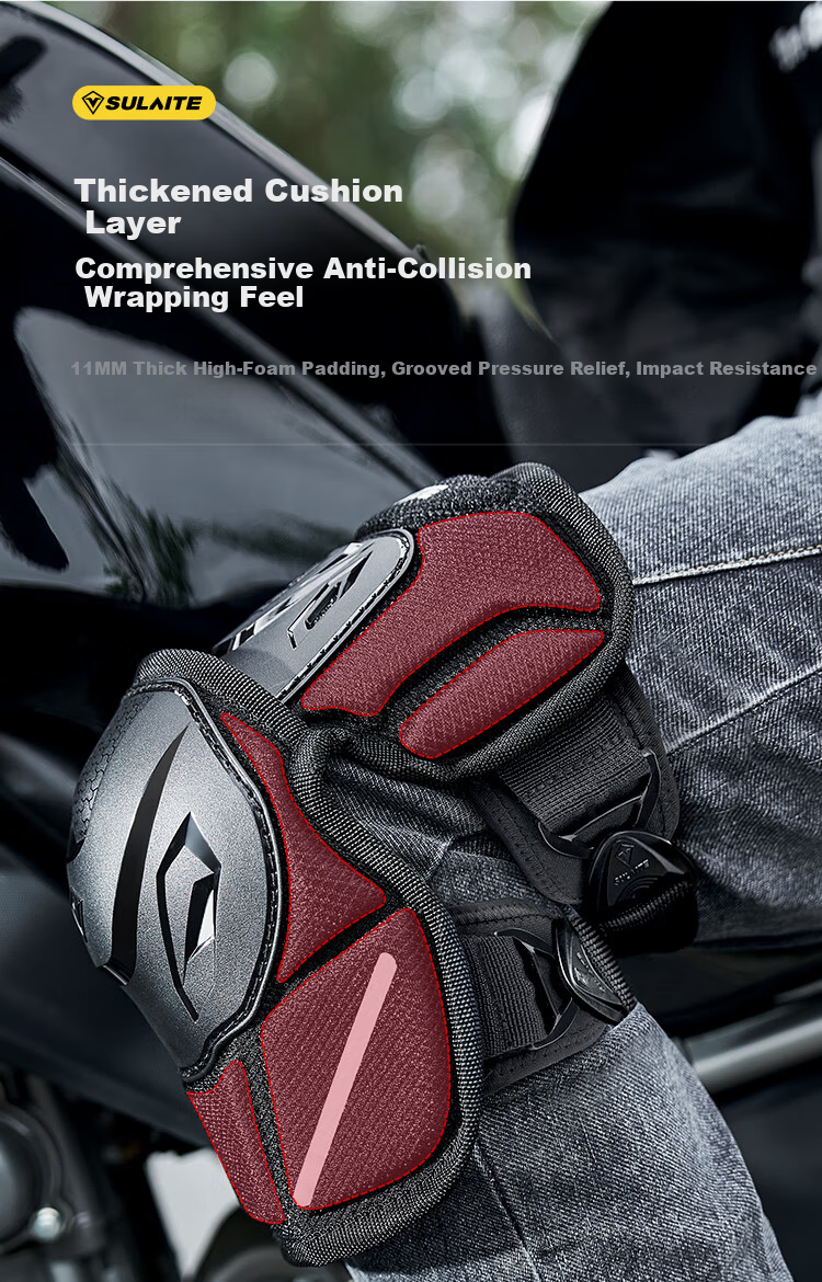 SULAITE Motorcycle Knee Pads CE Level 2 Protective Gear Four-Season Riding Armor Motorbike Safety Equipment 9