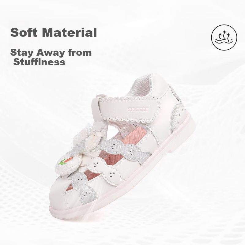 Dr. Kong Summer Girls Princess Open-toe Sandals with Velcro Children's Sandals Beige/Grey Size 24