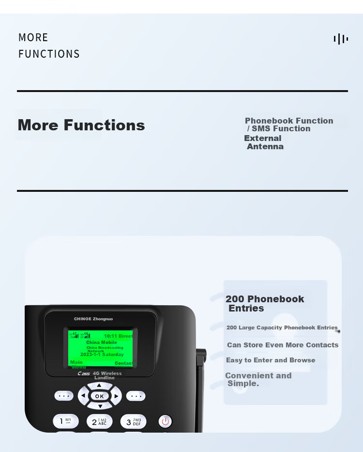 Zhongnuo Wireless Recording Landline 4G Network SIM Card Phone Desk Phone Full Network Support 4G 5G Home Office Unicom Mobile Telecom C265B Dual SIM Recording 32GB Version 7
