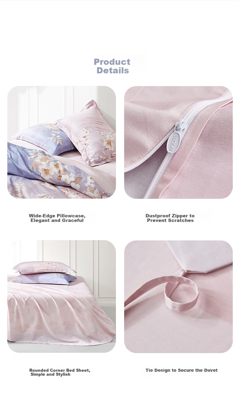 Luolai Home Textiles Pure Cotton 4-Piece Bedding Set Blue 200x230cm 7