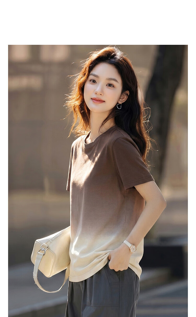 Demana [Cooling Black Technology Sorona] Summer Mountain Style Gradient Ombre Stretch Slim Fit T-Shirt for Women Premium Feel 13