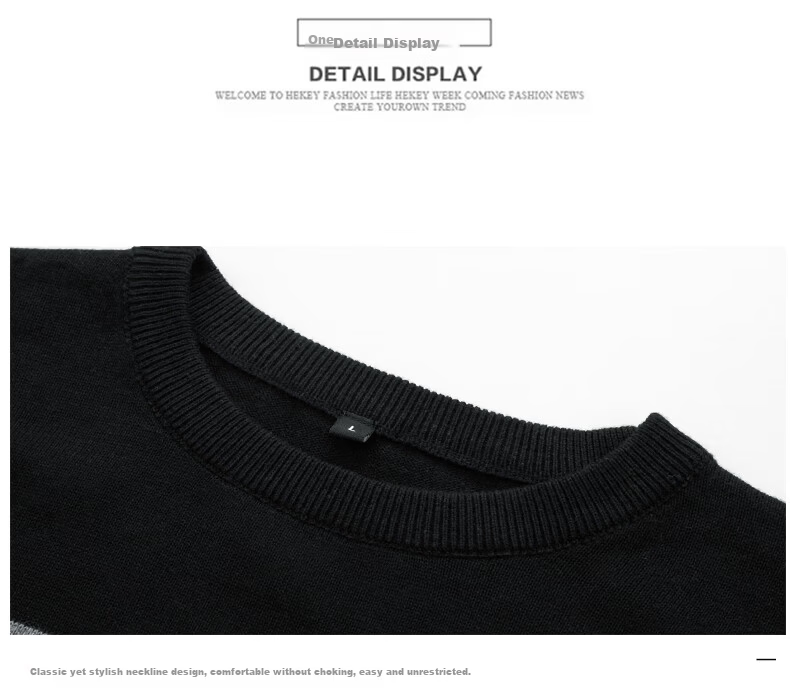 Jeanswest Men's Autumn Winter Knitted Pullover Colorblock Thickened Pure Cotton Warm Crew Neck Sweater in Qiji Red 6