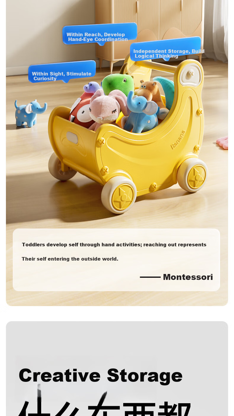 Yuchenle Baby Storage Walker Push Toy Multifunctional Walking Aid Infant First Birthday Gift 2