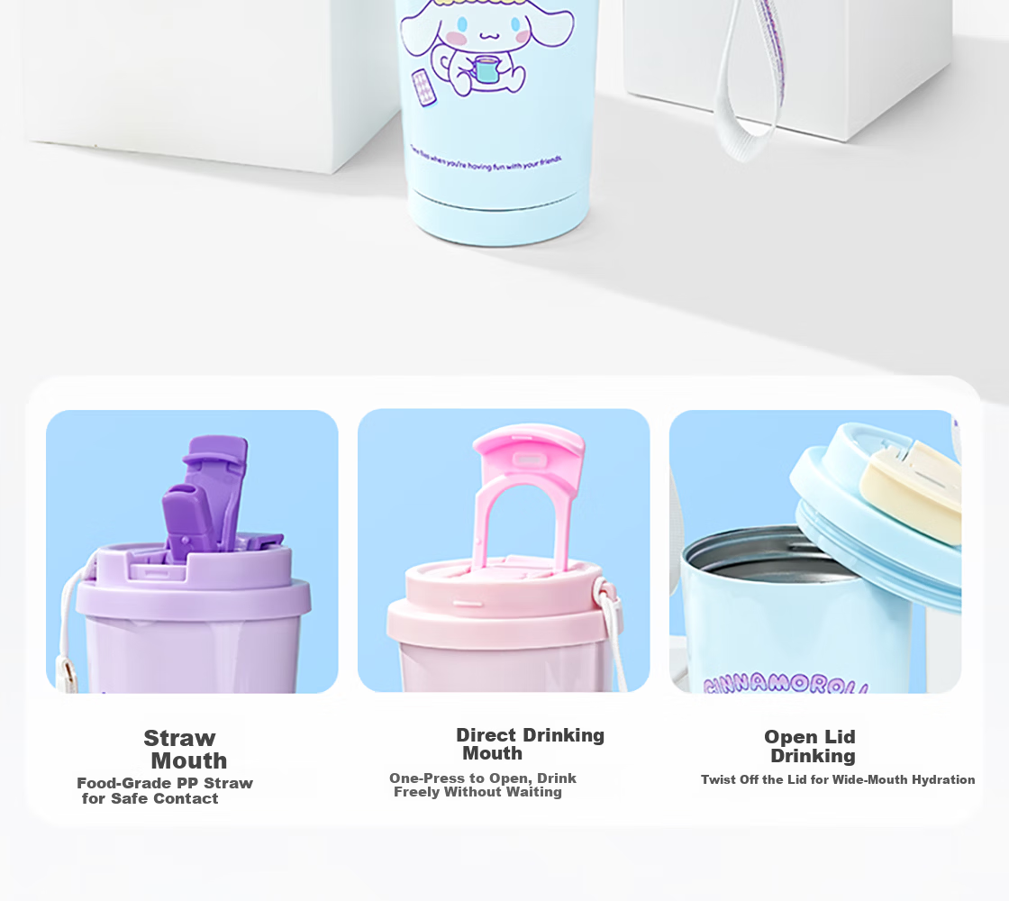 MINISO Hello Kitty Leshi Dual-Drinking Series 304 Stainless Steel Children's Insulated Cup, 360mL 9
