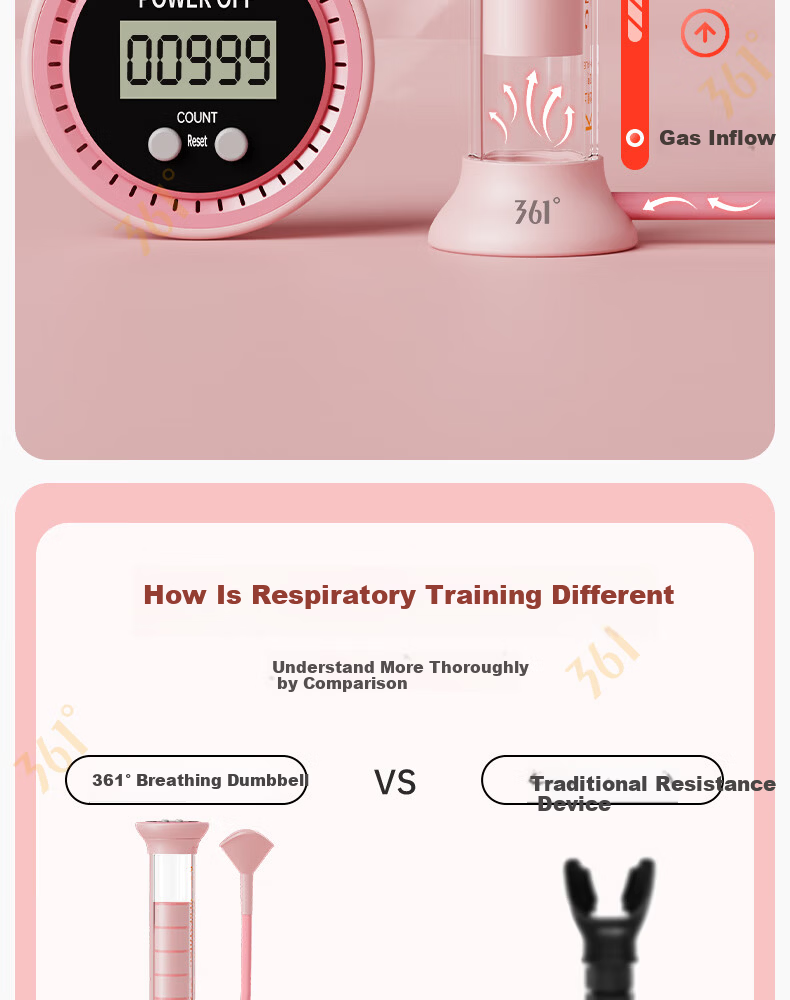 361° Weighted Breathing Dumbbell Diaphragmatic Breathing Trainer for Men and Women Fitness Lung Capacity Respiratory Resistance Training 2
