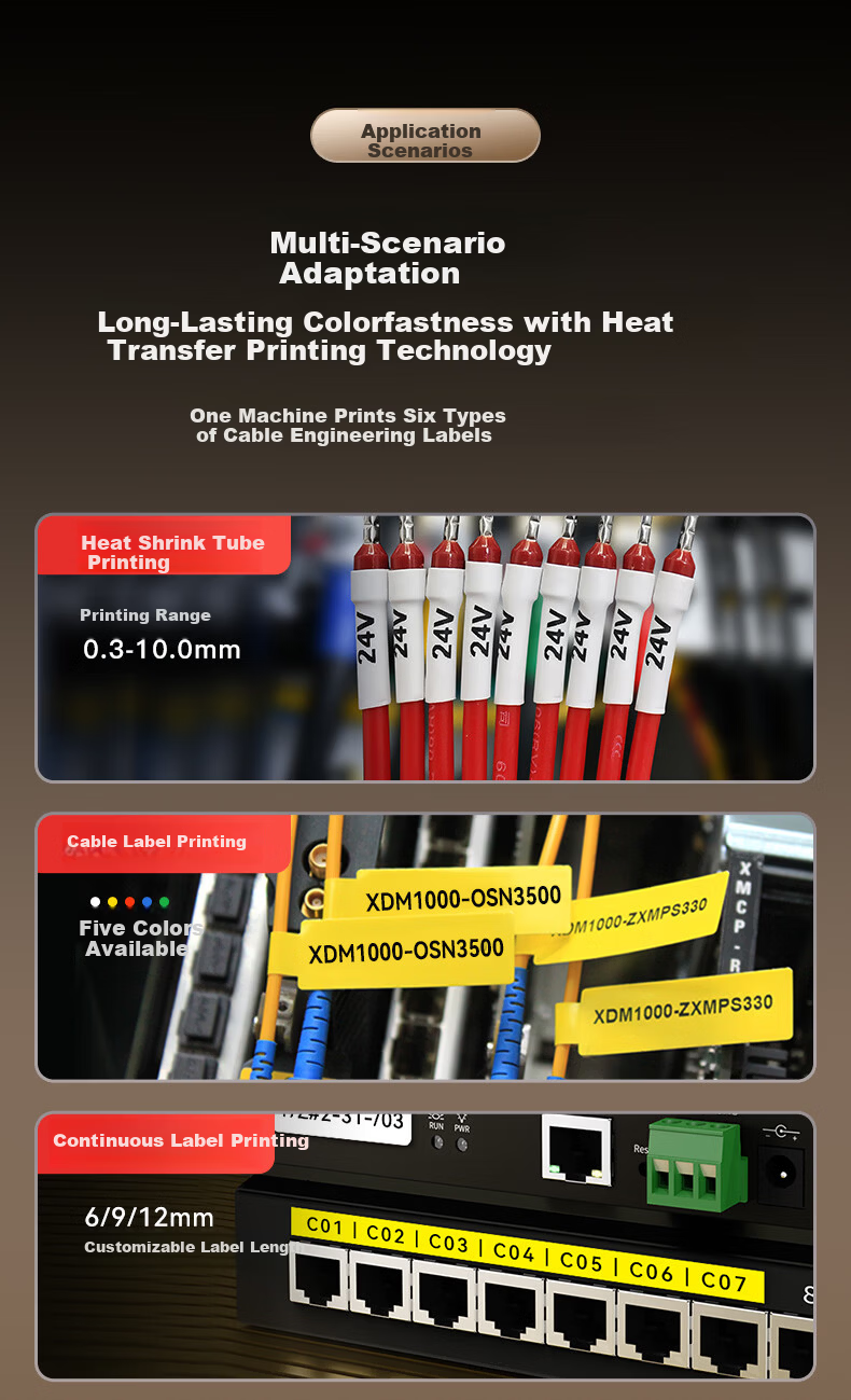 Supvan G15 Cable Label Printer Heat Shrink Tube Wire Number Printer Thermal Transfer Communication Engineering Maintenance Distribution Box Identification Number Tube Coding Machine G15Mini (Bluetooth 4