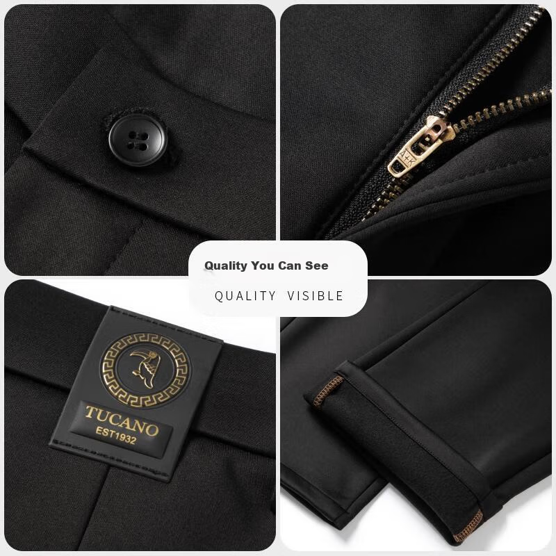 TUCANO Men's Casual Pants Spring Autumn Fashion Versatile Business Straight-leg Wrinkle-resistant Slim Trousers