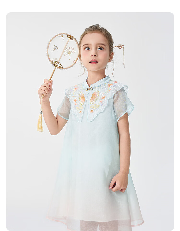 Balabala Girls Dress Children's Summer 2025 New Chinese Style Qipao Dress [Mall Same Style] 202225111035 15