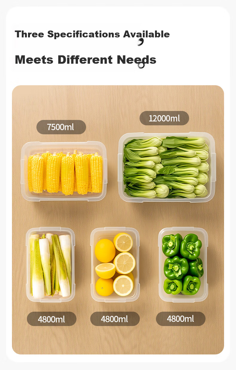 Citylong Refrigerator Storage Box Food Grade Fruit and Vegetable Fresh-Keeping Box Sealed Kimchi Pickle Snack Storage Box 12L 3-Pack 5