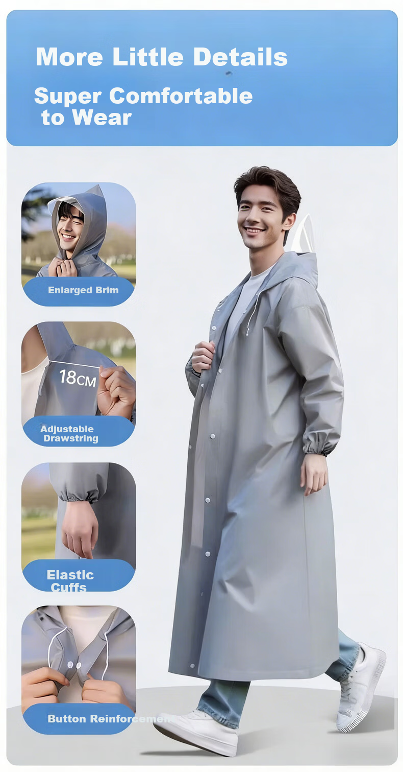 Silayi Disposable Raincoat Thickened Anti-Storm Outdoor Mountaineering Hiking Portable Raincoat with Hood Brim 5