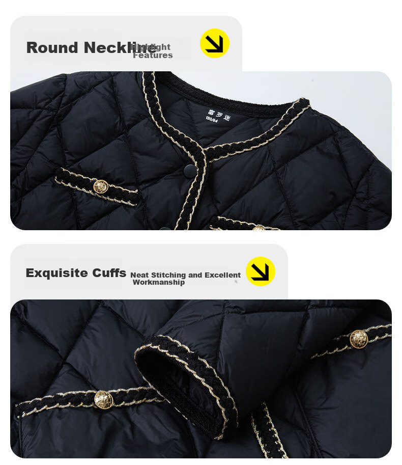 Follow Me Girls Lightweight Down Jacket Winter Fleece Lined Warm Little Girl Short Coat Black 140 5