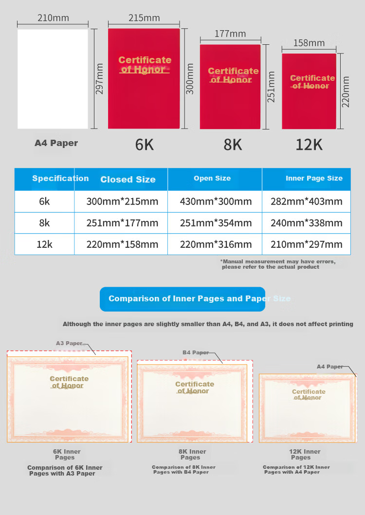 DSB 6K/1 Classic Honor Certificate Cover with Inner Core, Customized Velvet Gold Stamped Protective Sleeve for Awards, Annual Meeting Presentation 【Includes 2 Inner Sheets】051013 2