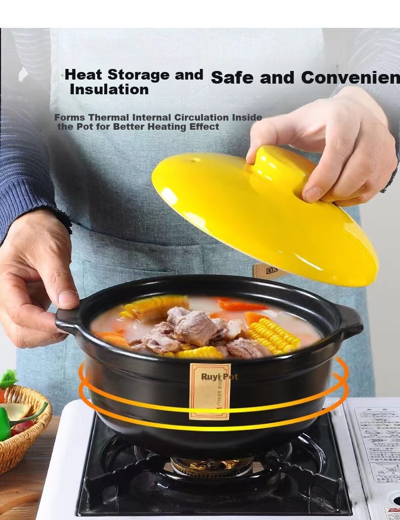 IJARL Ceramic Casserole Pot 1.8L Small Stew Pot for Home Claypot Rice Soup Herbal Medicine Fireproof Health Cooking Pot Ruyi Pot 3