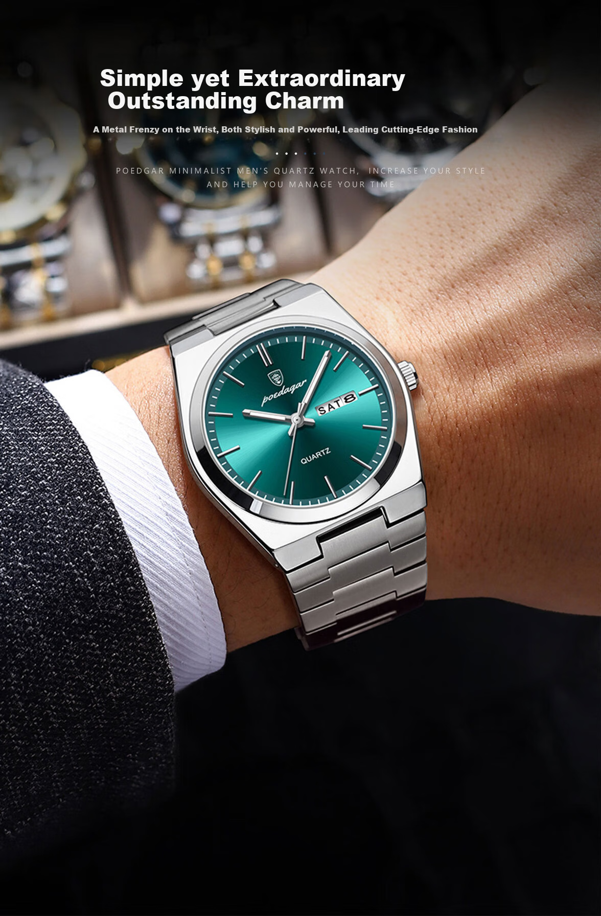 GEORGCOUNT Swiss Business Men's Watch 2025 New Waterproof Luminous Quartz Automatic Steel Band 2