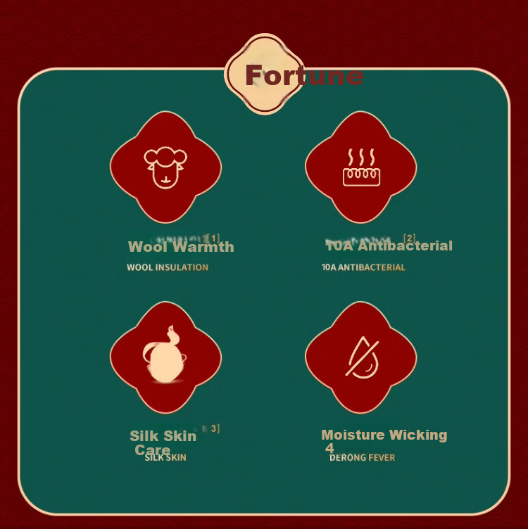MiiOW Men's Red Thermal Underwear Set for the Year of the Horse with Wool and Silk, Including Underwear, Socks, and Gift Box 2
