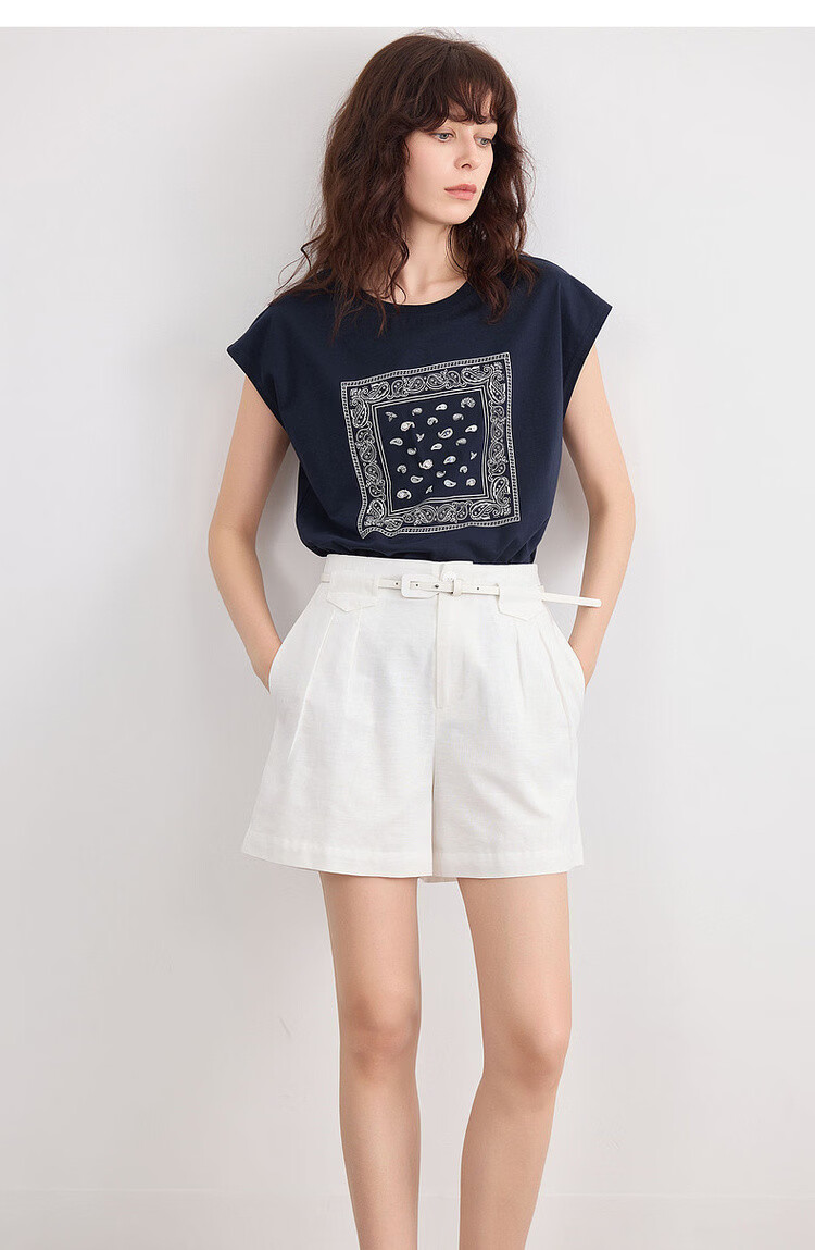 Demana [With Linen Cotton] Summer Simple Commuter Loose Shorts Slim Fit Versatile Women's Casual Pants 18