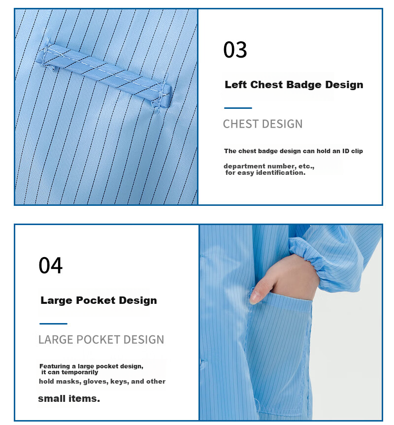 Yigongding Anti-Static Coverall Hooded Dust-Free Suit Workwear Protective Clothing Blue XL 7