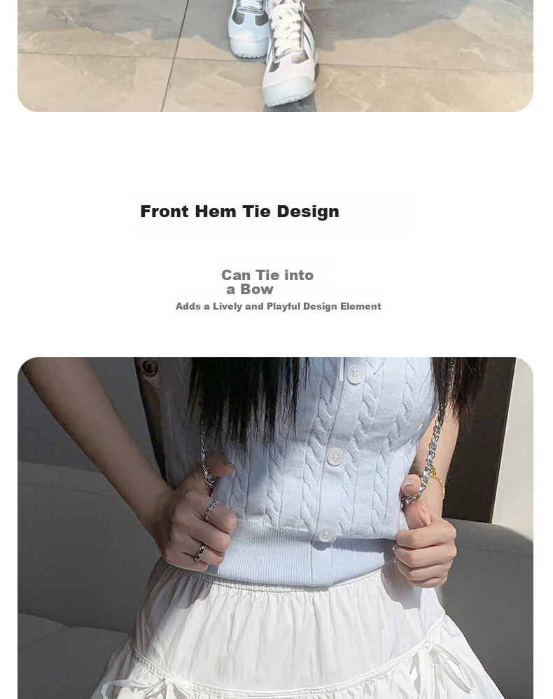 BOPRUIEY White Bud Short Skirt Women's Summer Anti-Exposure High-Waist Cloud Puff A-Line Skirt with Bow 6