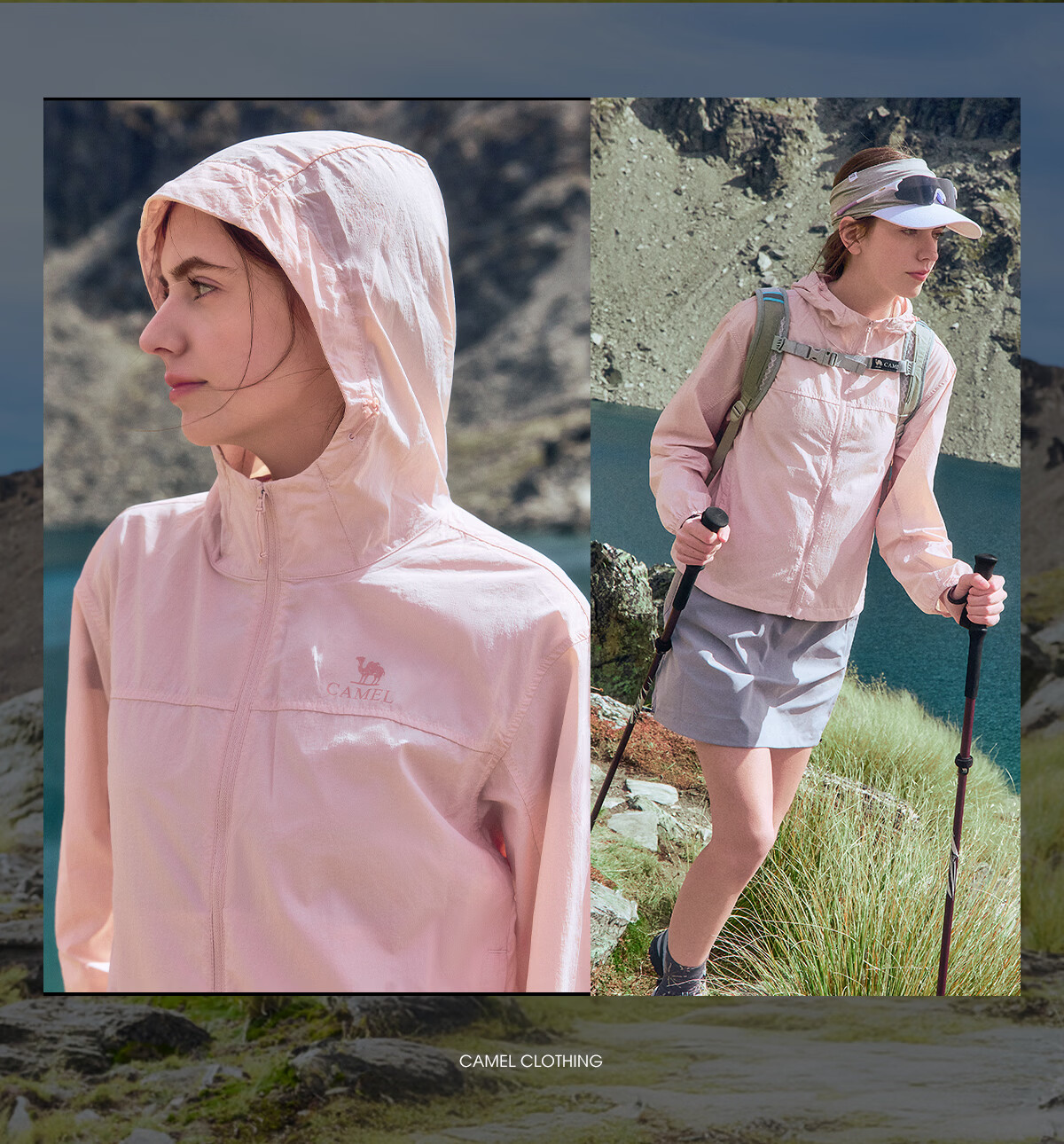 CAMEL Outdoor Sun Protection Jacket 2026 Spring Summer New Couple's Convertible Rain and Sun Wear Cooling Water-Repellent Hooded Sports Jacket 8010 12