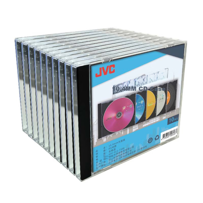 JVC CD/DVD Case Black Thickened 10.4mm Double-Sided Insert 10pcs/Box