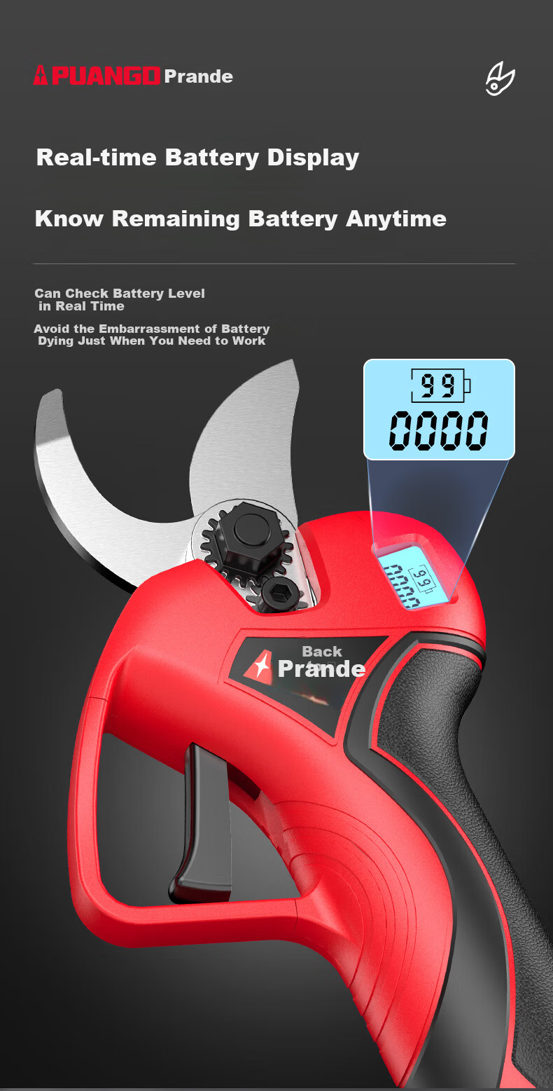 PUANGD Powerful Electric Pruning Shears Cordless Branch Cutter Rechargeable Fruit Tree Garden Pruner Household Gardening Clippers 10