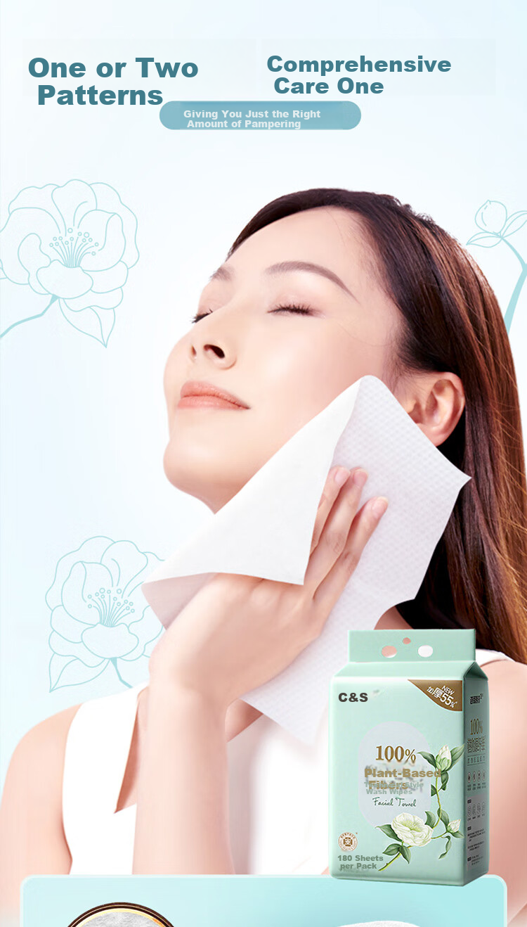 C&S White Tea Facial Wipes 180 Sheets Hanging Disposable Thickened Absorbent Face Towels Suitable for Baby Use 7